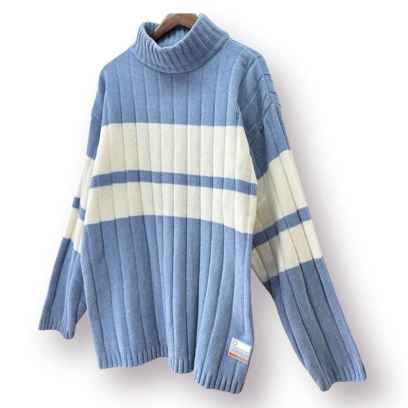 Y2K South Pole Mock Neck Sweater Men’s XL Baby Blue Hip Hop Streetwear Gorpcore - Picture 3 of 10